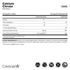 Détail des chews de calcium citrate au caramel Celebrate