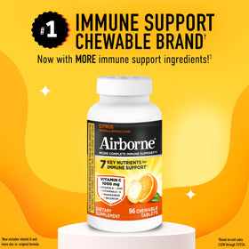 Détail des comprimés à mâcher Airborne avec vitamine C