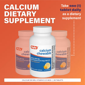 Détail des comprimés à mâcher Calcium 500mg RUGBY LABORATORIES