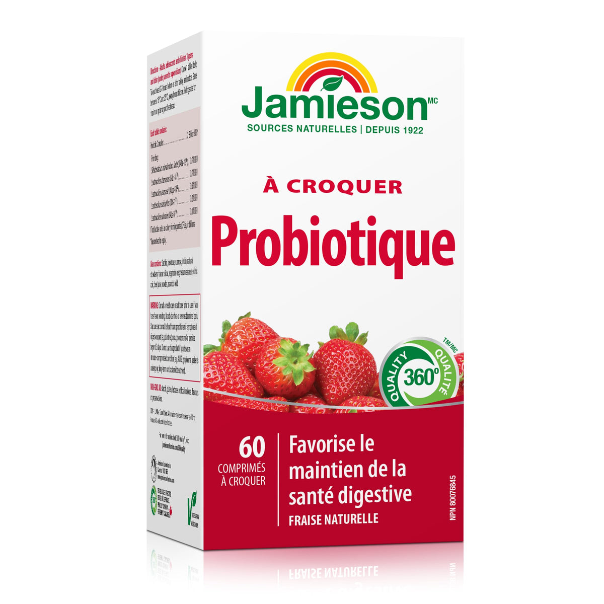 Détail des comprimés à mâcher Jamieson, couleur rose
