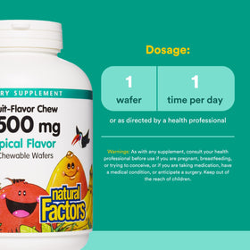 Détail des comprimés à mâcher Natural Factors Vitamine C 500 mg