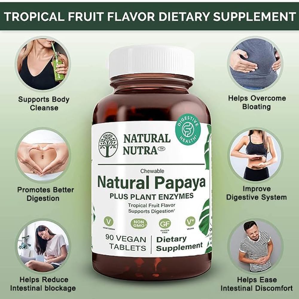 Détail des comprimés à mâcher Natural Nutra Papaye