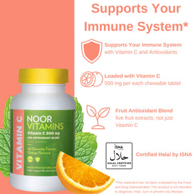 Détail des comprimés à mâcher Vitamine C Halal Noor Vitamins