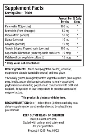 Détail des comprimés BIOTICS RESEARCH Intenzyme Forte™