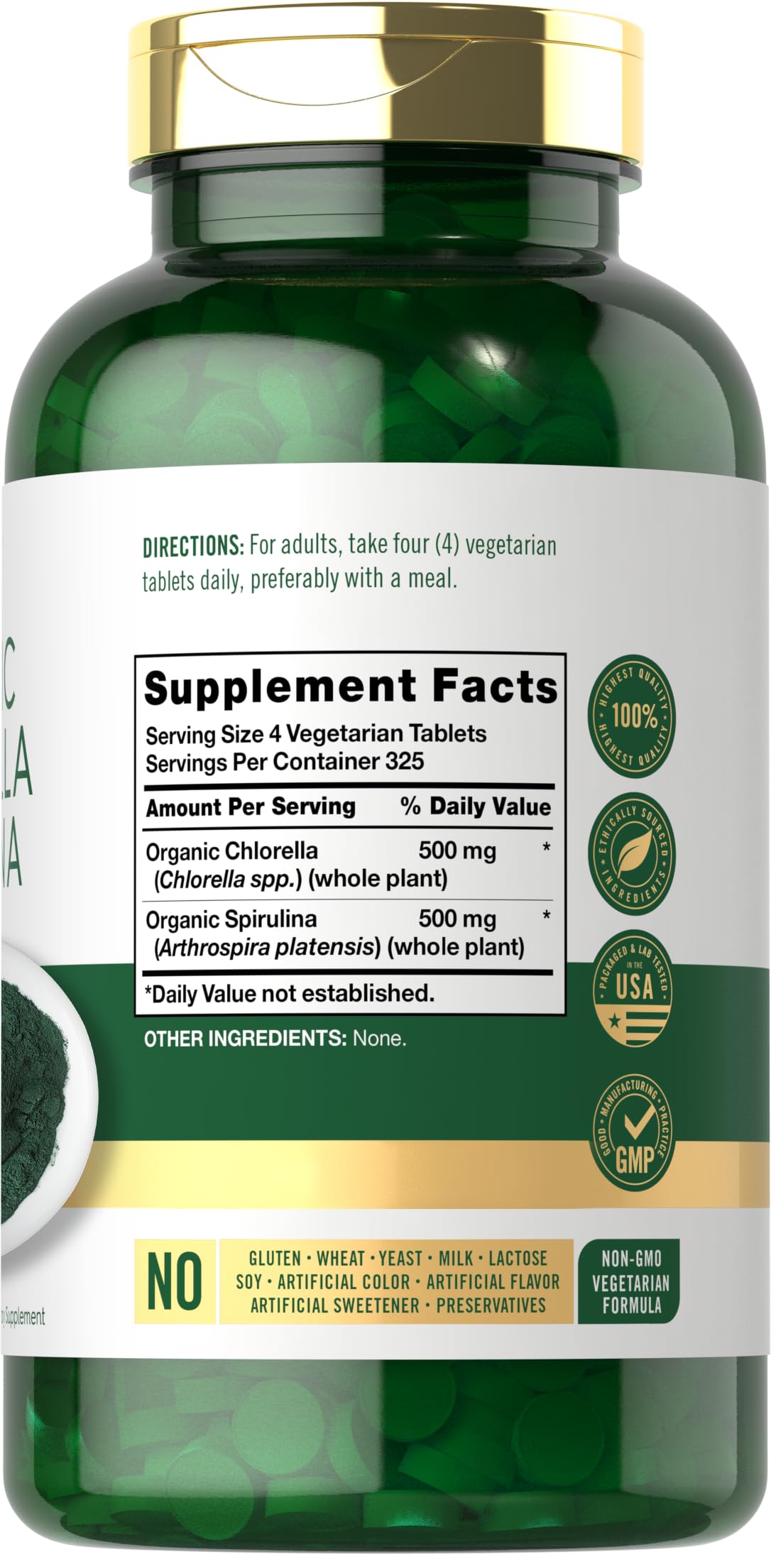 Détail des comprimés Carlyle de Chlorella Spirulina bio