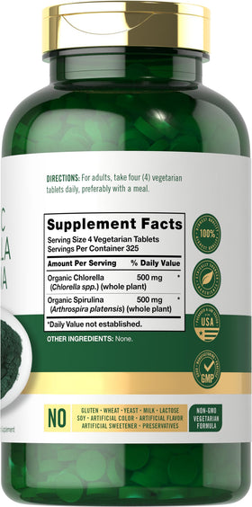 Détail des comprimés Carlyle de Chlorella Spirulina bio