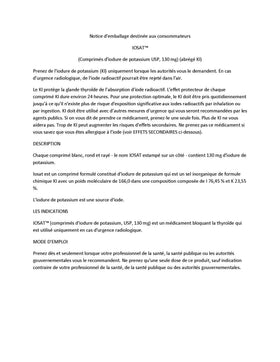 Détail des comprimés d'iode potassium iOSAT, vue de dessus