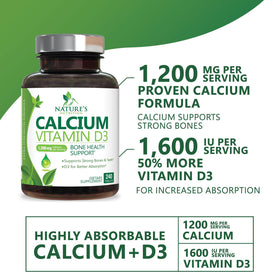 Détail des comprimés de Calcium 1200 mg avec Vitamine D3 de Nature's Nutrition