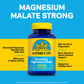 Détail des comprimés de Magnésium Malate Nature's Life