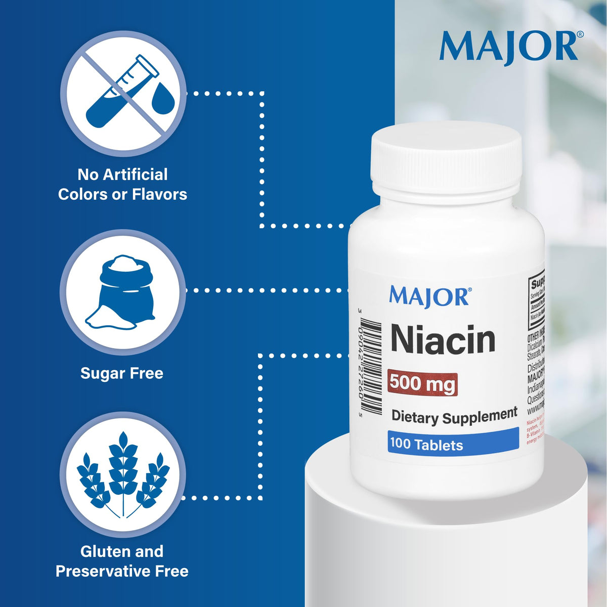 Détail des comprimés de Niacine MAJOR 500mg