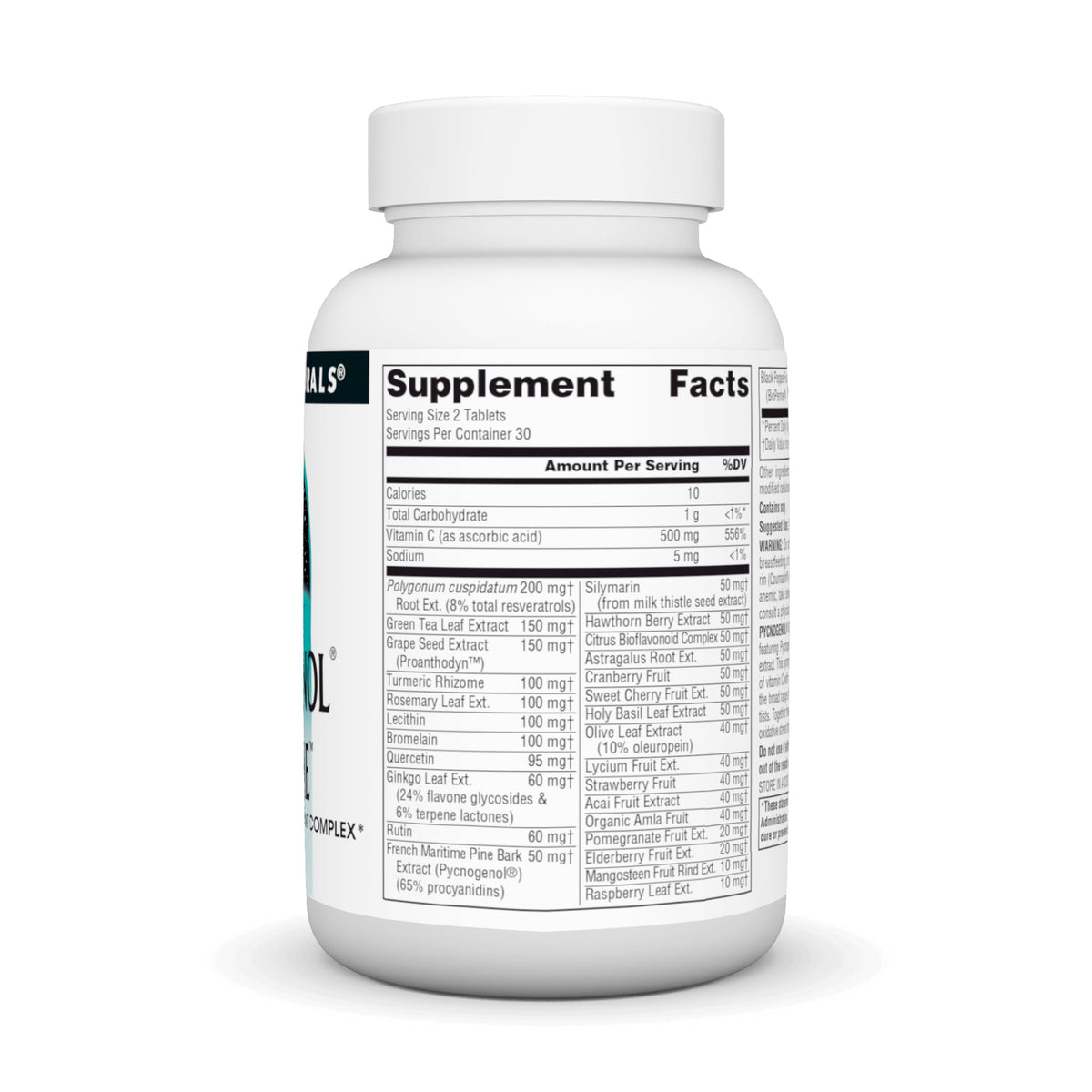 Détail des comprimés de Pycnogenol Source Naturals