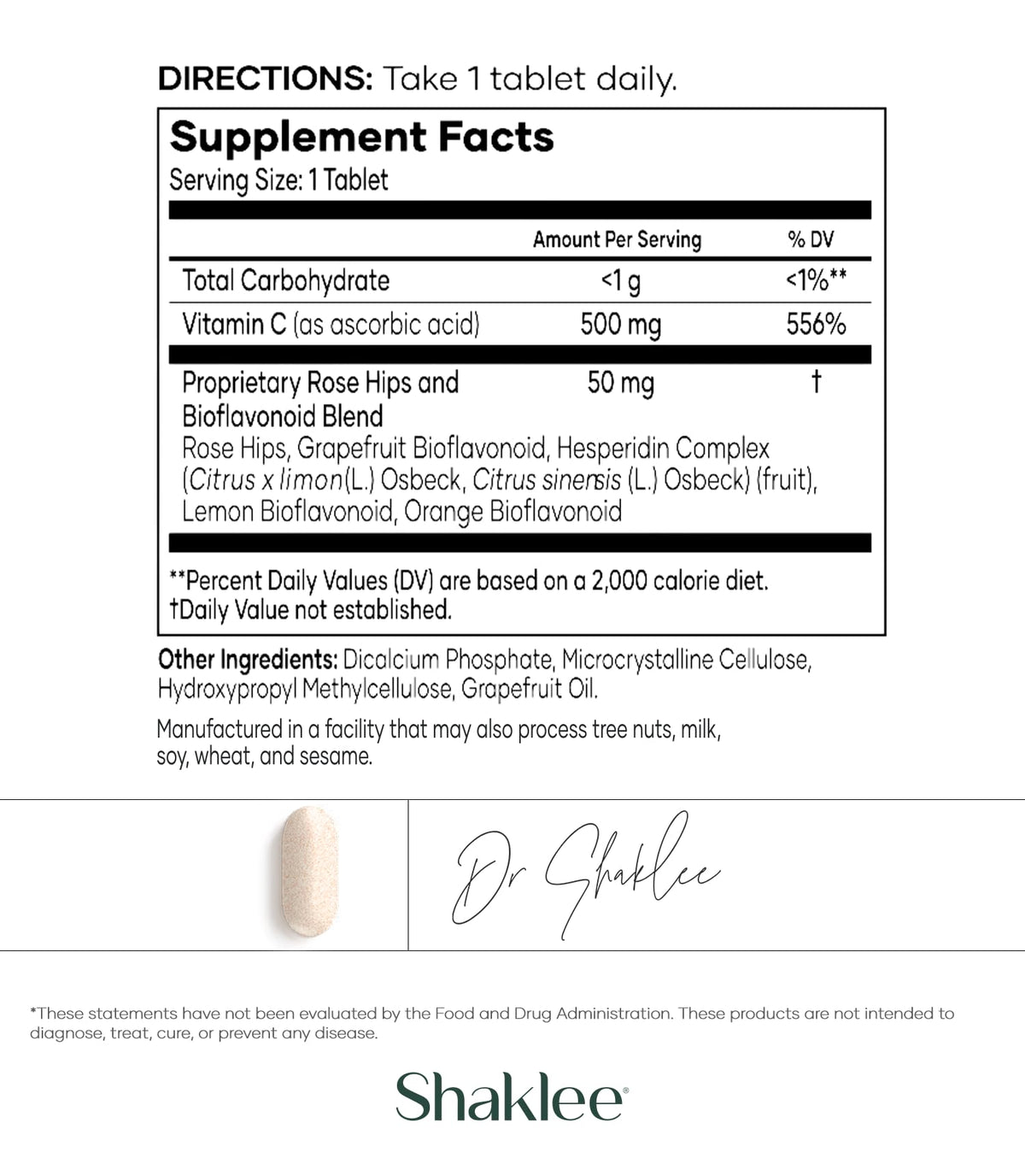 Détail des comprimés de Shaklee Vita-C® 500 mg