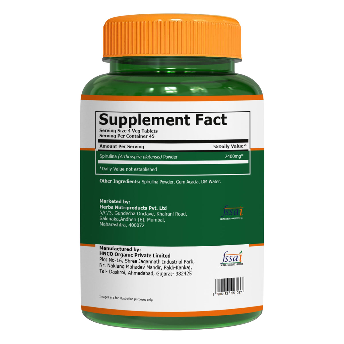 Détail des comprimés de spiruline bio PURE NUTRITION