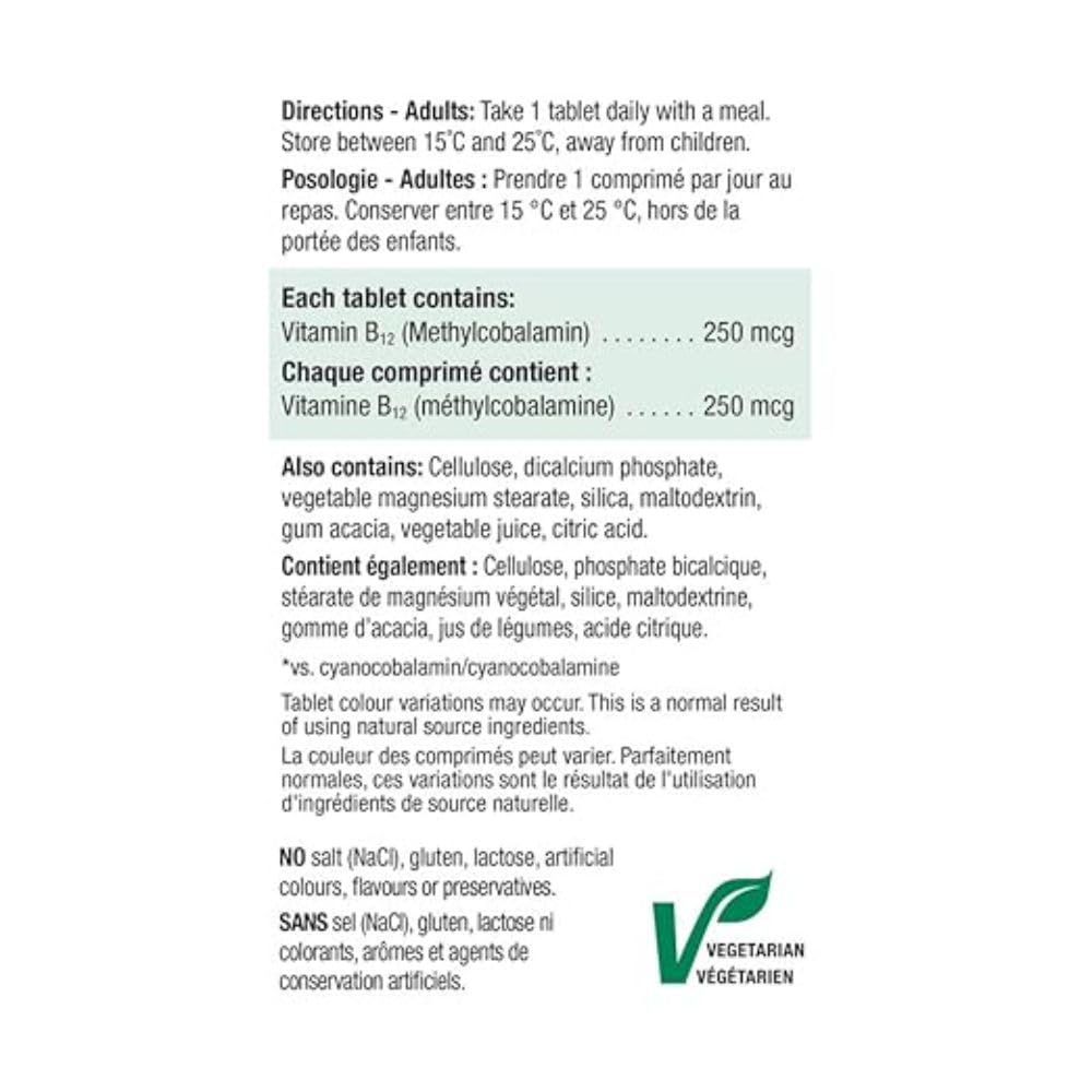 Détail des comprimés de Vitamine B12 Jamieson