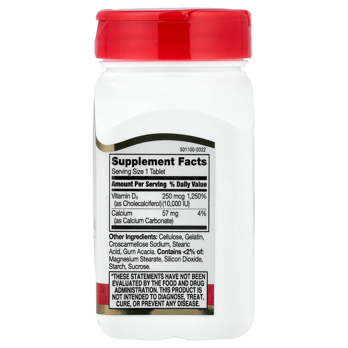 Détail des comprimés de vitamine D3 21st Century, vue de près