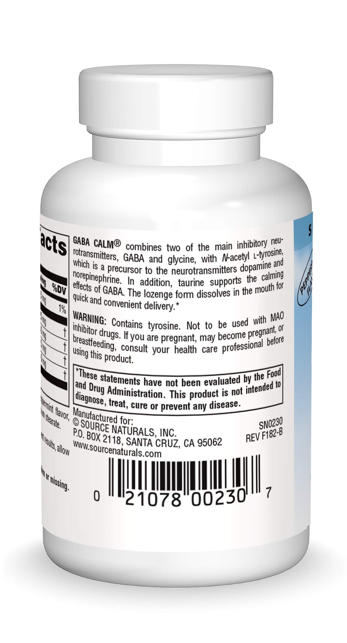 Détail des comprimés GABA Calm Mind de Source Naturals