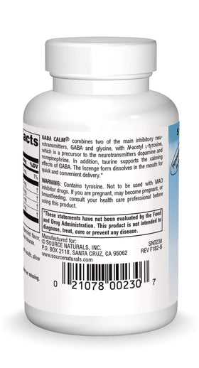 Détail des comprimés GABA Calm Mind de Source Naturals