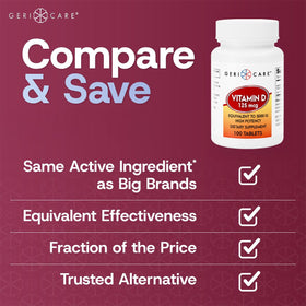 Détail des comprimés GeriCare Vitamine D 125 mcg