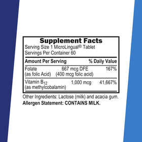Détail des comprimés Methylcobalamin B12, format sublingual