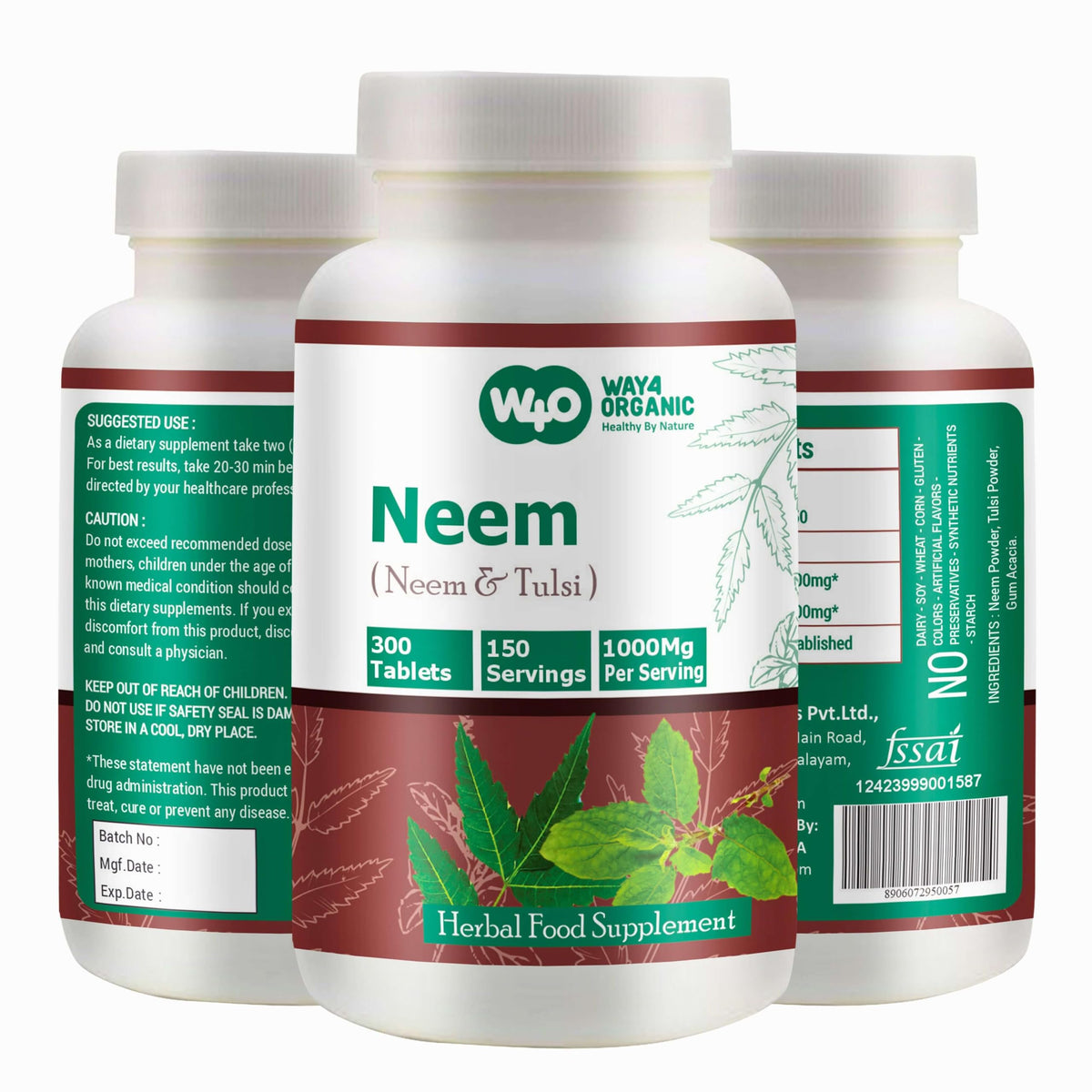 Détail des comprimés Neem Tulsi en gros plan
