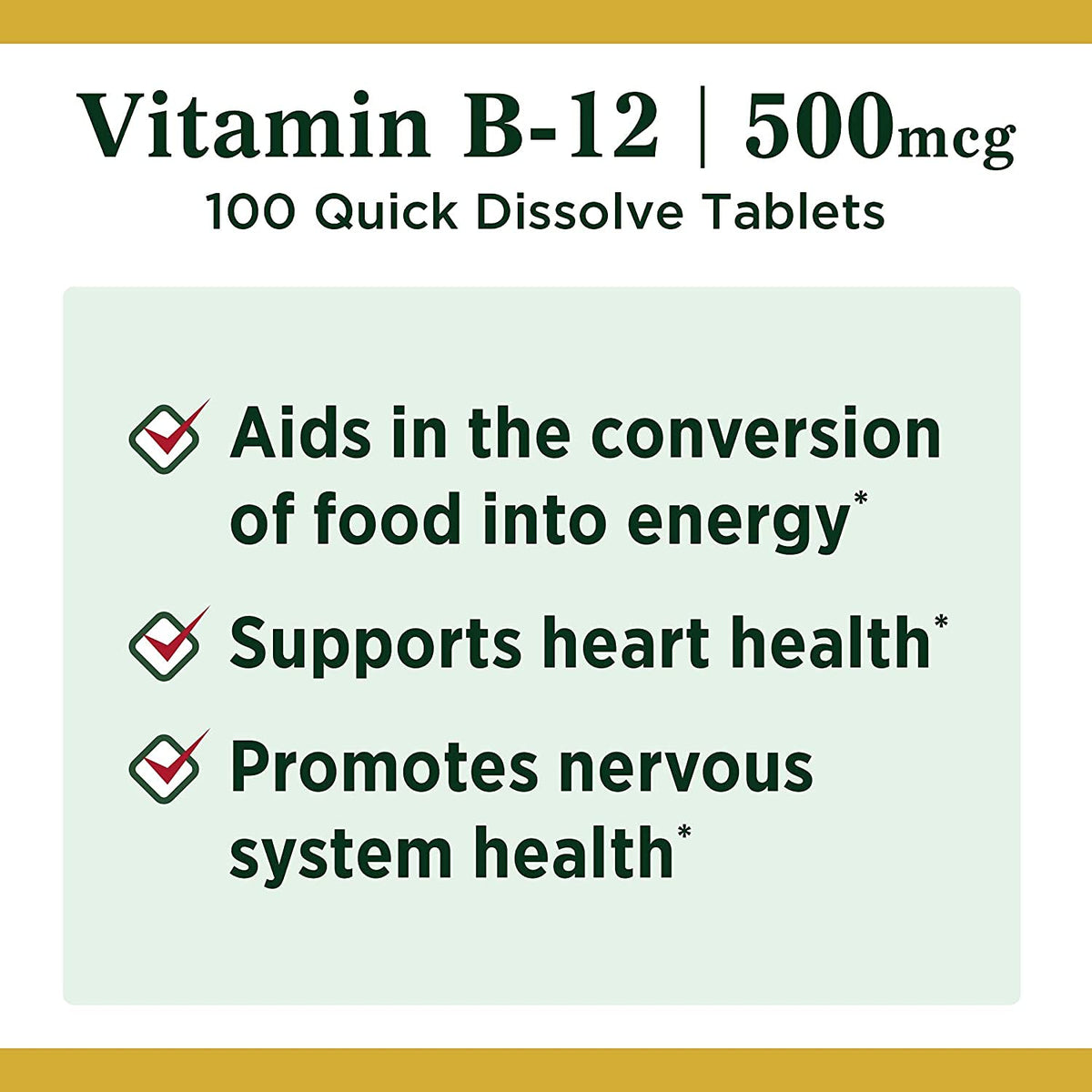 Détail des comprimés qui se dissolvent rapidement de Vitamine B-12