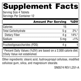 Détail des comprimés Source Naturals FOS 1000 mg