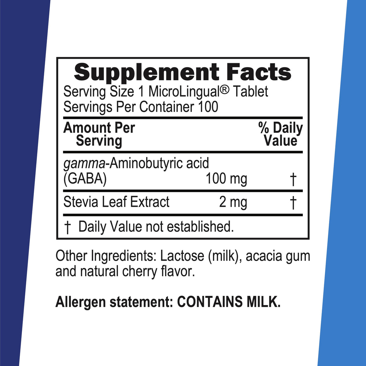 Détail des comprimés sublinguaux GABA 100 mg de quality Source