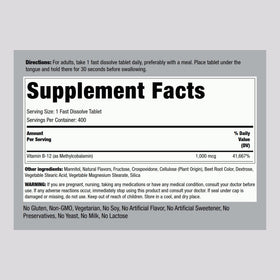 Détail des comprimés sublinguaux Piping Rock de vitamine B12