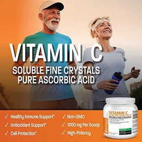 Détail des cristaux de poudre de vitamine C Bronson