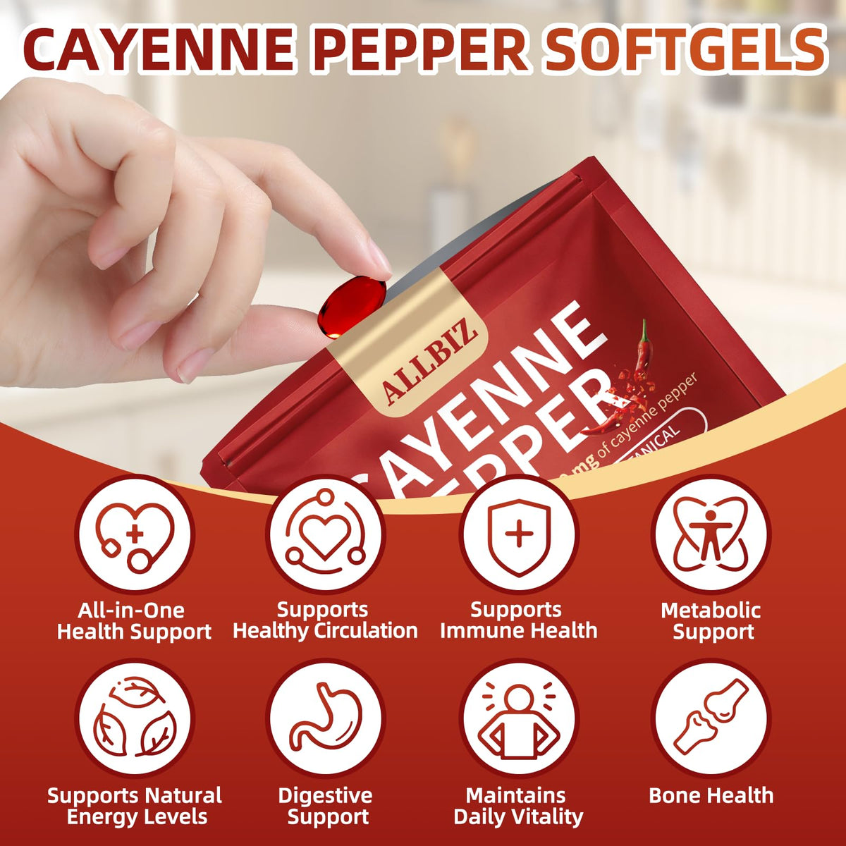 Détail des gélules ALLBIZ Piment de Cayenne 7000mg