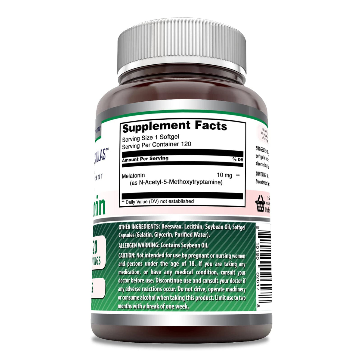 Détail des gélules d'Amazing Nutrition Mélatonine 10 mg