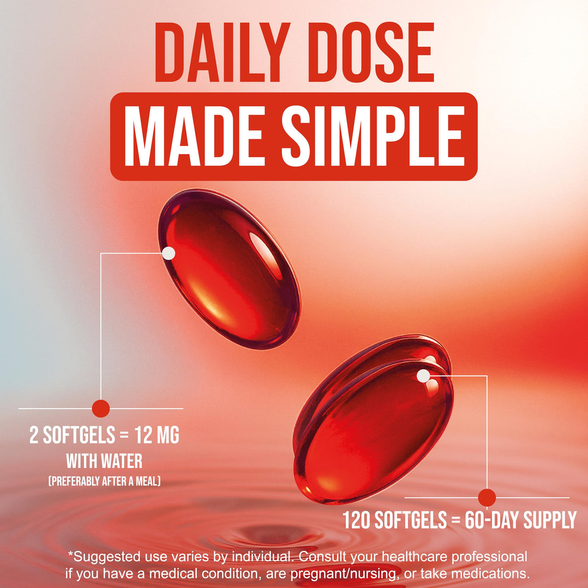 Détail des gélules d'Astaxanthin 12mg BEYOND LONGEVITY