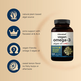 Détail des gélules d'huile d'algue Omega 3 NatureBell