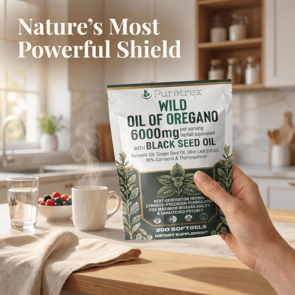 Détail des gélules d'huile d'origan PURETREX