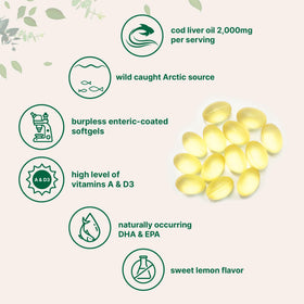 Détail des gélules d'huile de foie de morue Micro Ingredients