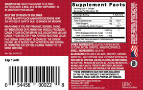 Détail des gélules d'huile de poisson Omega-3 Basic Brands