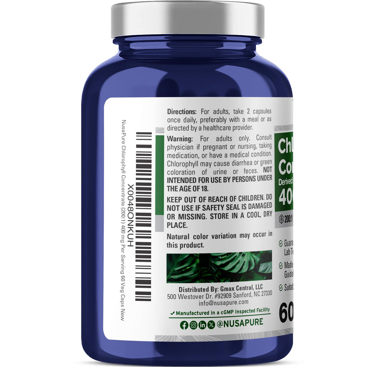Détail des gélules de chlorophylle NusaPure