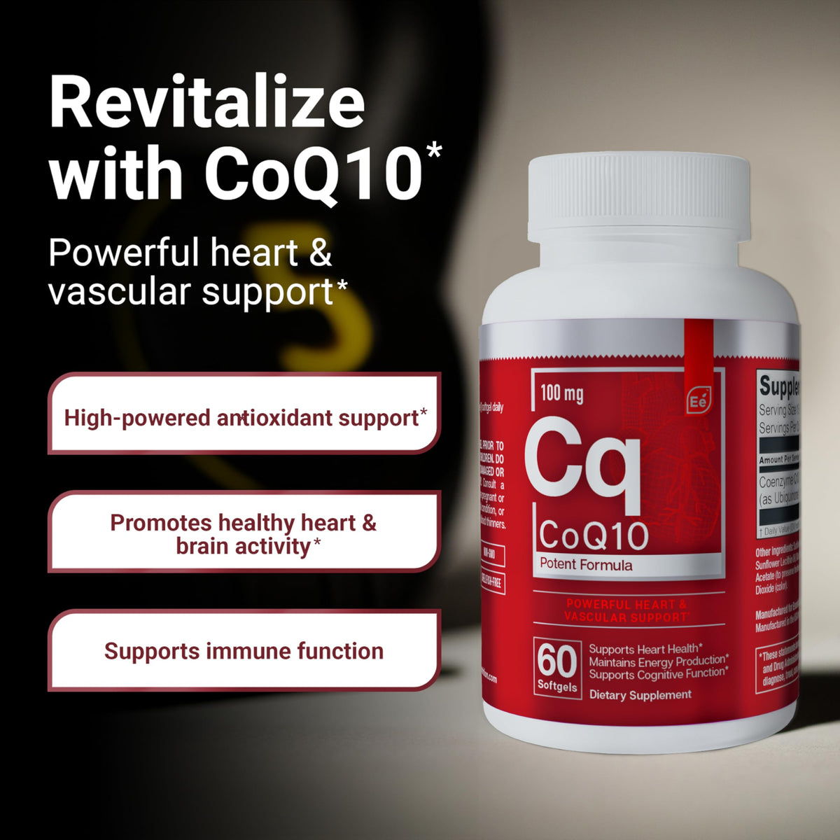 Détail des gélules de CoQ10 100mg Essential Elements