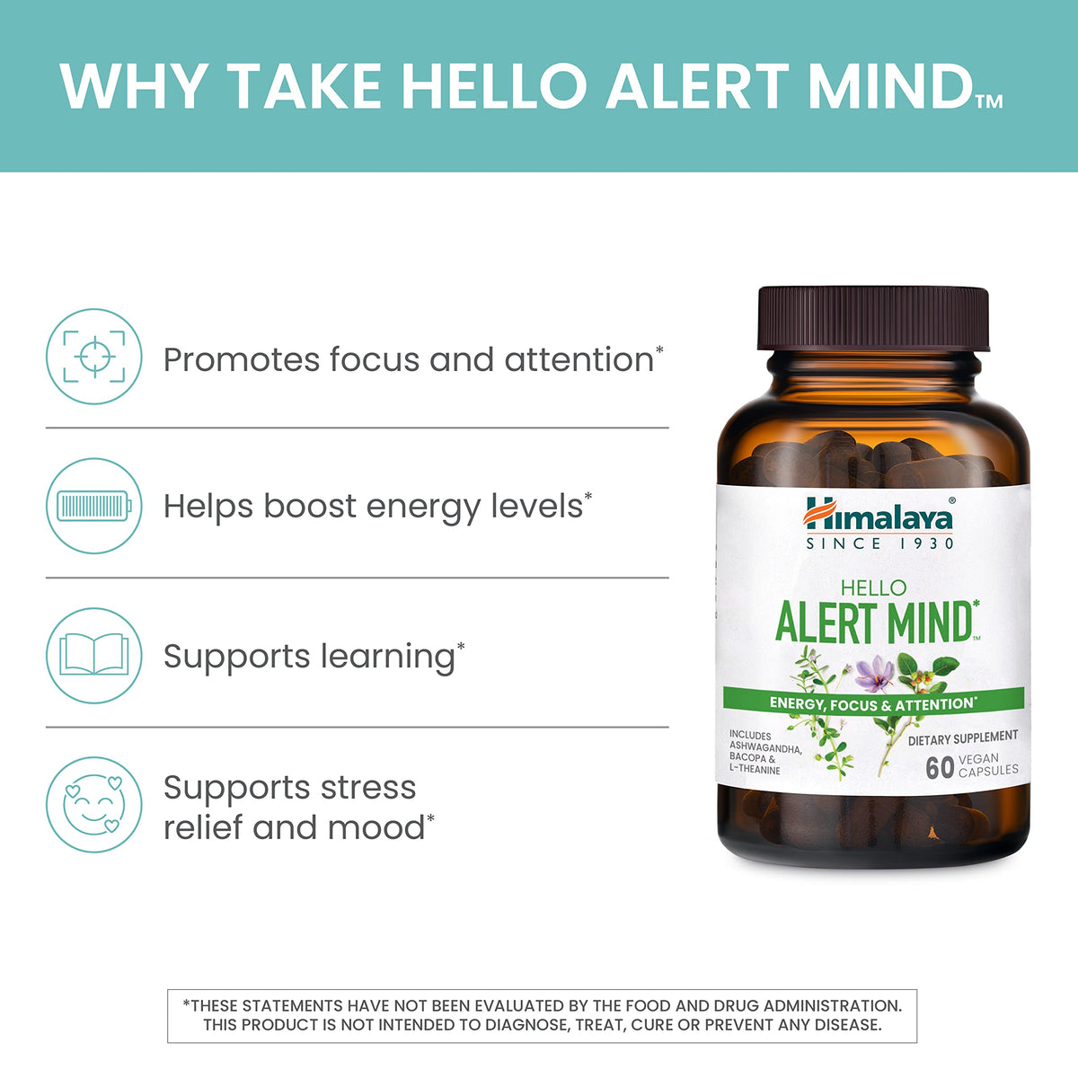 Détail des gélules de Himalaya Hello Alert dans un bol