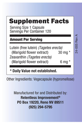 Détail des gélules de Lutein Relentless Improvement