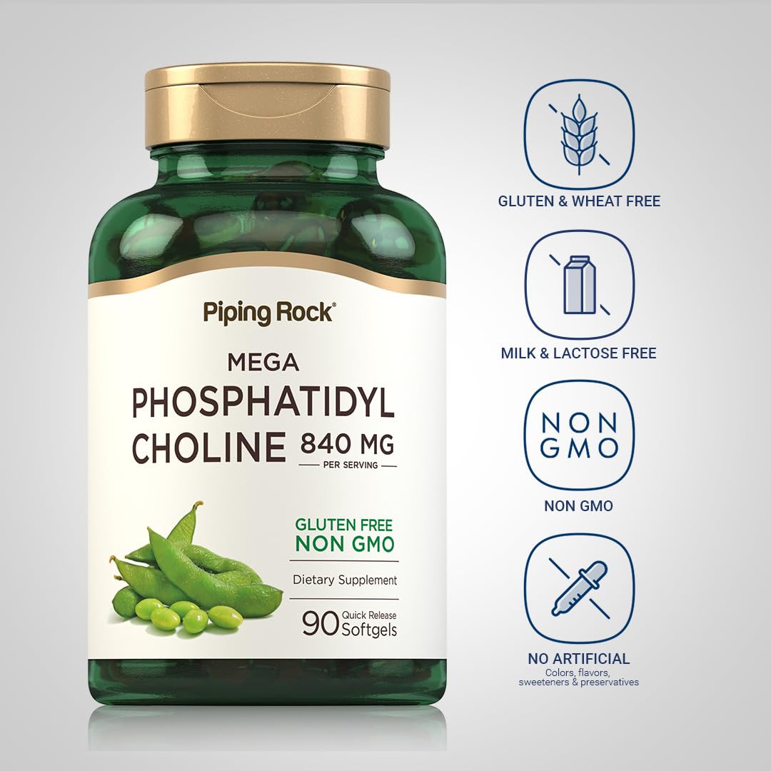 Détail des gélules de phosphatidylcholine Piping Rock