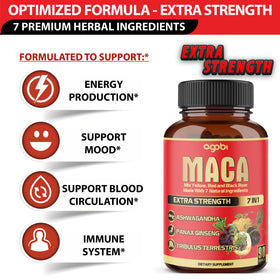 Détail des gélules de racine de Maca Agobi avec ingrédients