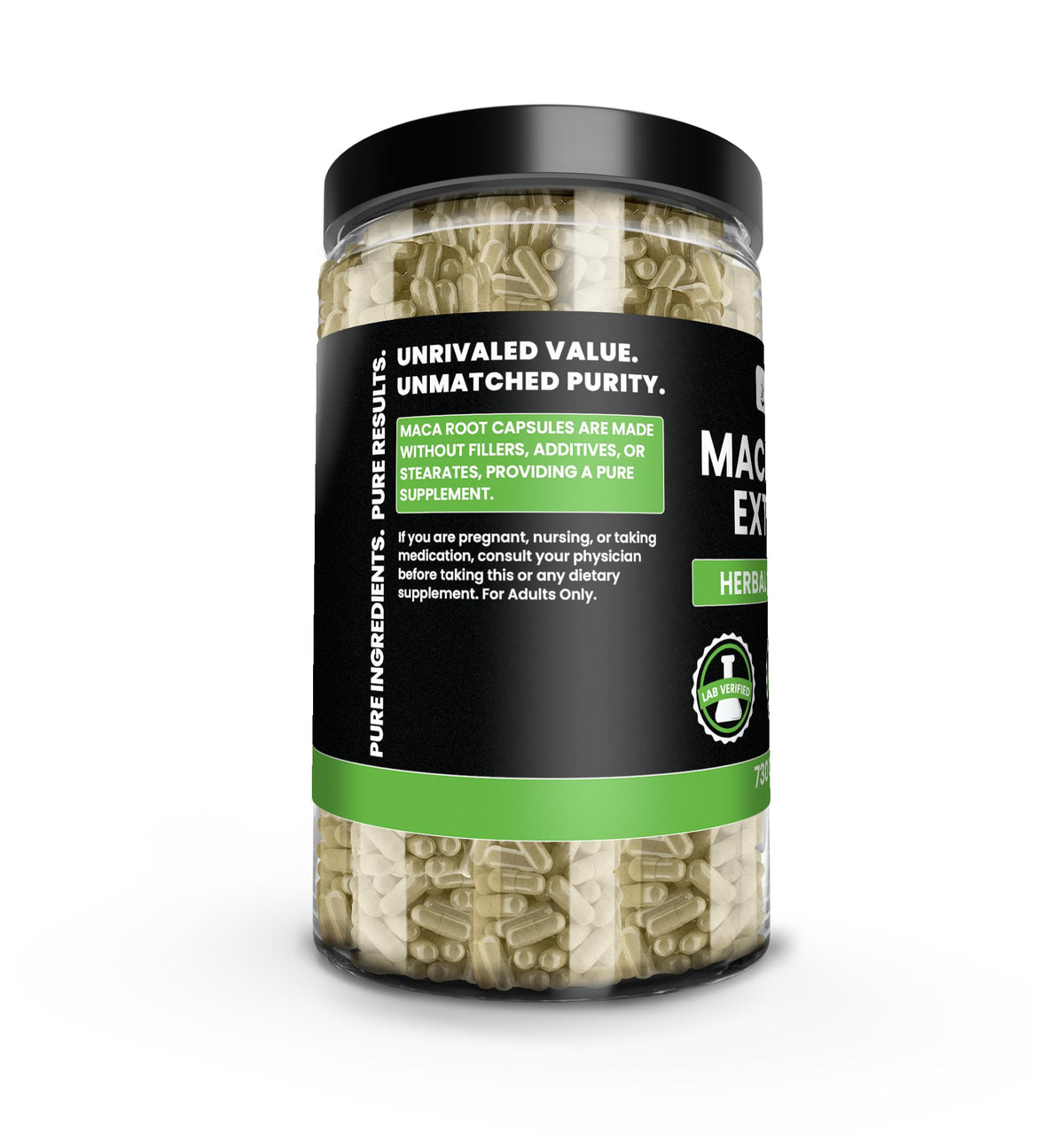 Détail des gélules de racine de Maca PURE ORIGINAL INGREDIENTS