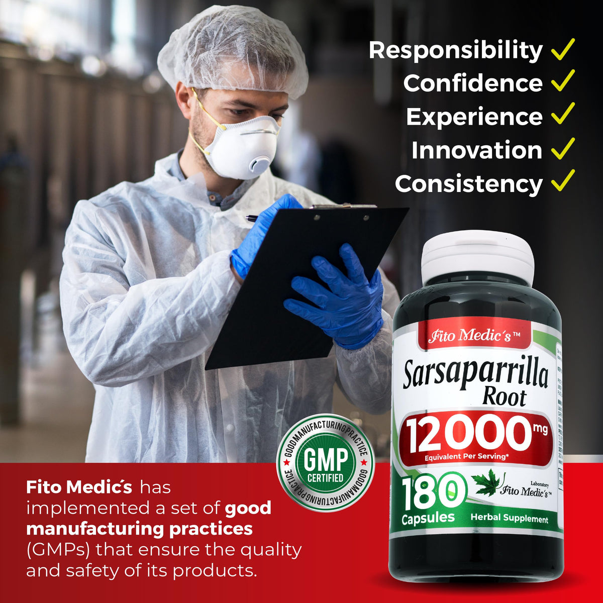 Détail des gélules de Sarsaparilla FITO MEDIC'S à côté d'une règle pour la taille