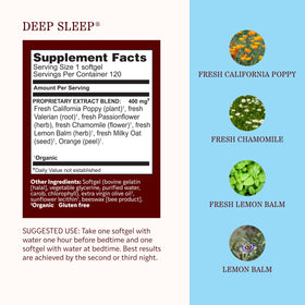 Détail des gélules de sommeil Herbs Etc. sur une table