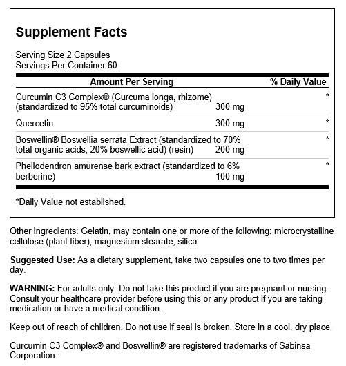 Détail des gélules de Swanson Curcumin C3 Complex sur un fond neutre