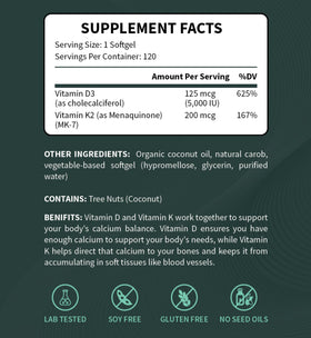 Détail des gélules de Vitamine D3 et K2 dans le flacon