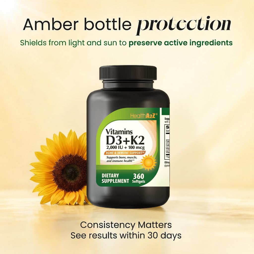 Détail des gélules de Vitamine D3 + K2 HealthA2Z