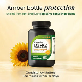 Détail des gélules de Vitamine D3 + K2 HealthA2Z