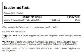 Détail des gélules de vitamine E Swanson 200 IU